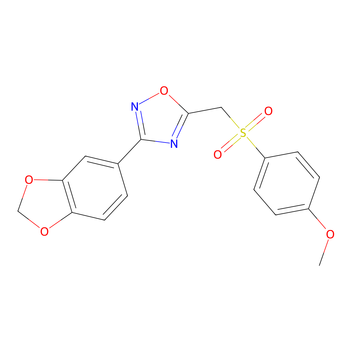 3-(2H-1,3-benzodioxol-5-yl)-5-[(4-methoxybenzenesulfonyl)methyl]-1,2,4-oxadiazole molecular structure, CAS 1105221-75-7