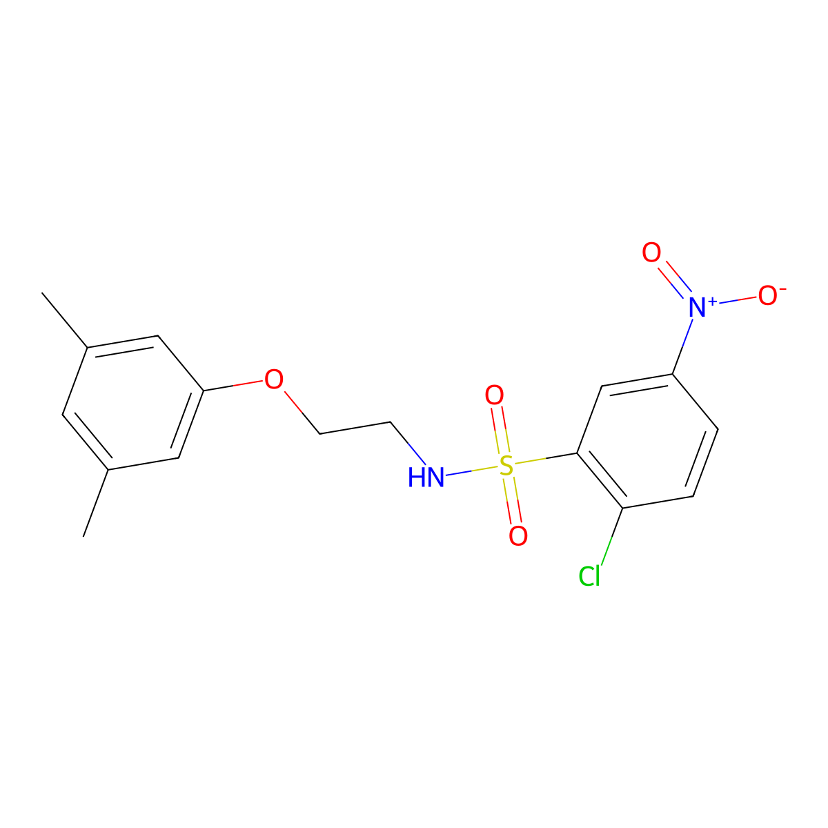 2-chloro-N-[2-(3,5-dimethylphenoxy)ethyl]-5-nitrobenzene-1-sulfonamide molecular structure, CAS 1105221-77-9
