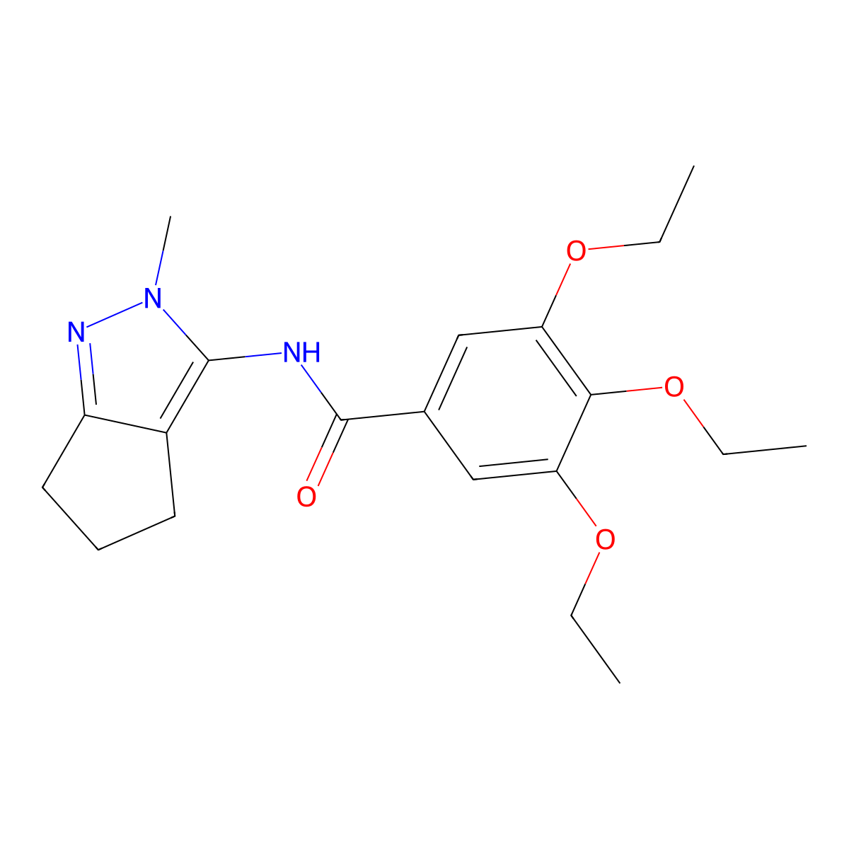 3,4,5-triethoxy-N-{2-methyl-2H,4H,5H,6H-cyclopenta[c]pyrazol-3-yl}benzamide molecular structure, CAS 1105221-81-5