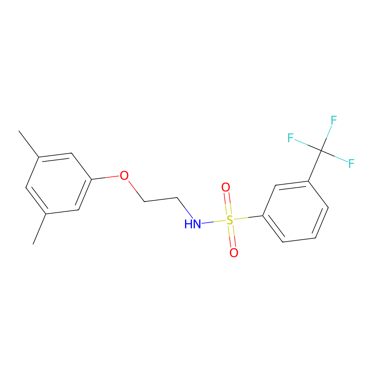 N-(2-(3,5-dimethylphenoxy)ethyl)-3-(trifluoromethyl)benzenesulfonamide molecular structure, CAS 1105221-84-8