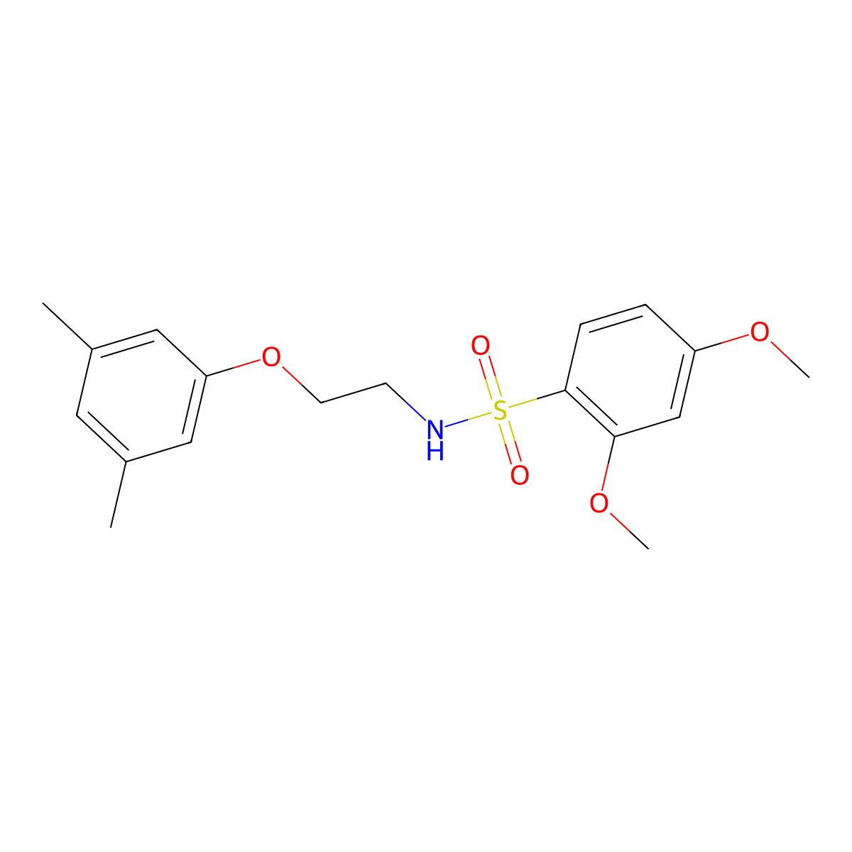 N-(2-(3,5-dimethylphenoxy)ethyl)-2,4-dimethoxybenzenesulfonamide molecular structure, CAS 1105221-91-7
