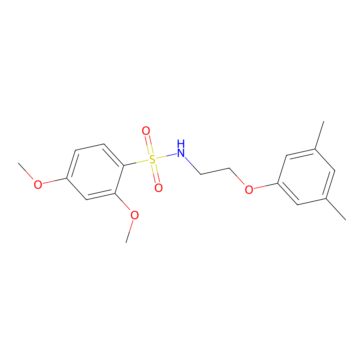 N-(2-(3,5-dimethylphenoxy)ethyl)-2,4-dimethoxybenzenesulfonamide molecular structure, CAS 1105221-91-7