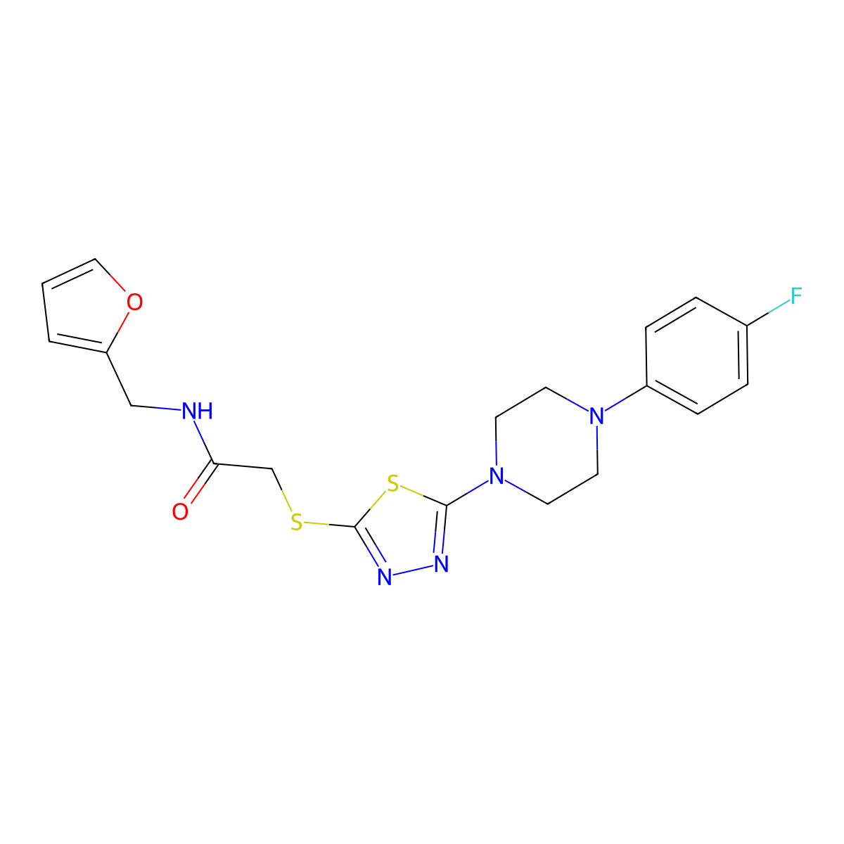 2-((5-(4-(4-fluorophenyl)piperazin-1-yl)-1,3,4-thiadiazol-2-yl)thio)-N-(furan-2-ylmethyl)acetamide molecular structure, CAS 1105221-94-0