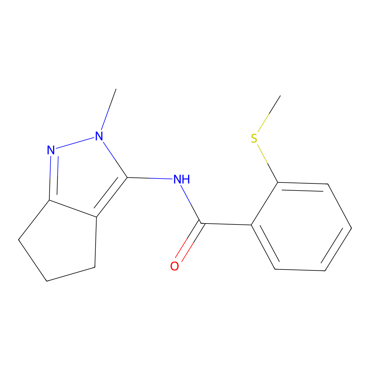 N-{2-methyl-2H,4H,5H,6H-cyclopenta[c]pyrazol-3-yl}-2-(methylsulfanyl)benzamide molecular structure, CAS 1105221-95-1