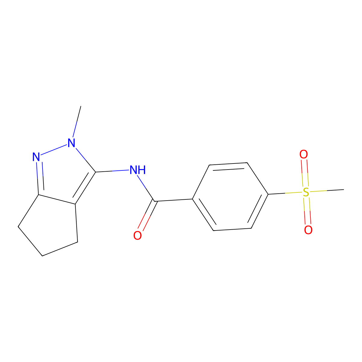 4-methanesulfonyl-N-{2-methyl-2H,4H,5H,6H-cyclopenta[c]pyrazol-3-yl}benzamide molecular structure, CAS 1105222-01-2