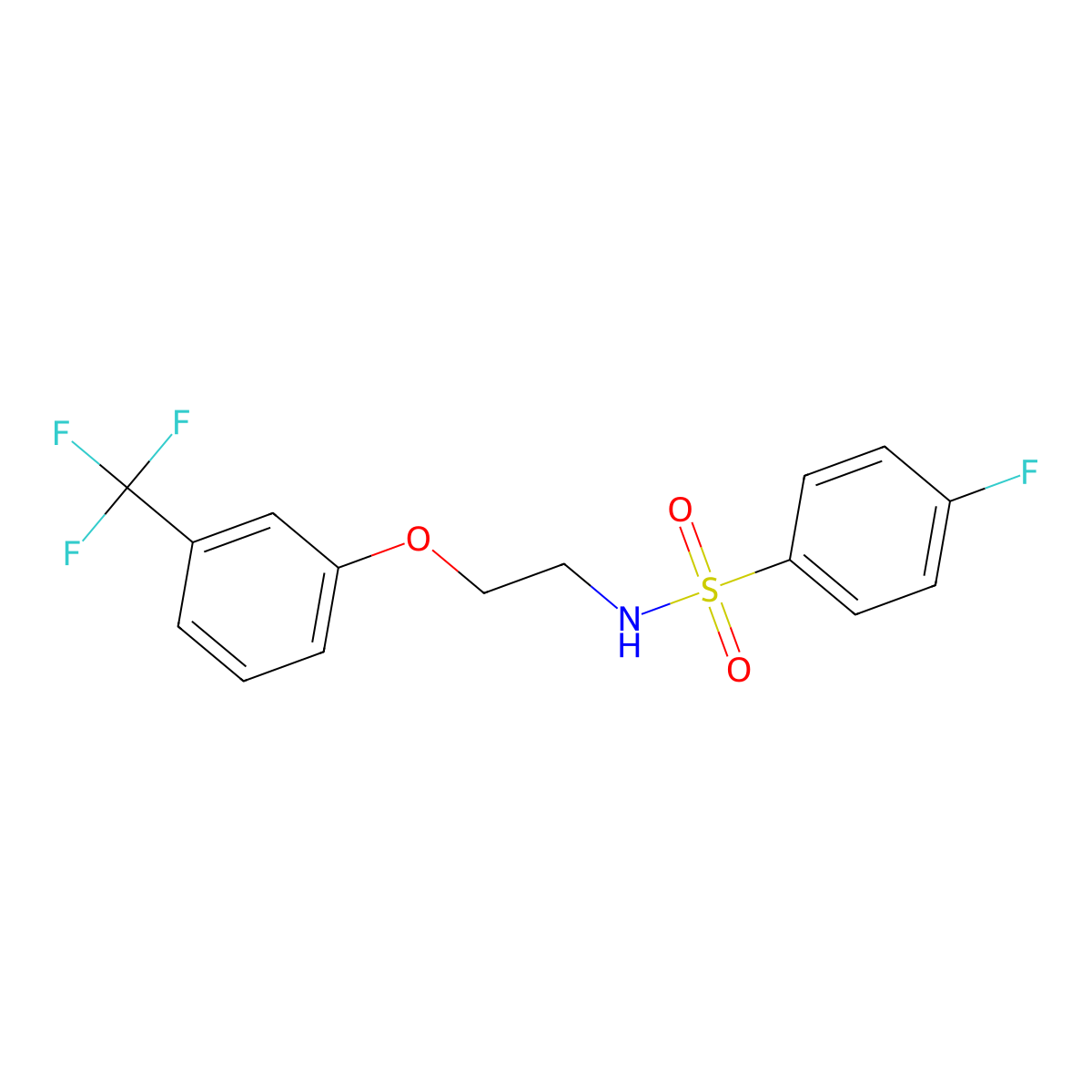 4-fluoro-N-(2-(3-(trifluoromethyl)phenoxy)ethyl)benzenesulfonamide molecular structure, CAS 1105222-03-4