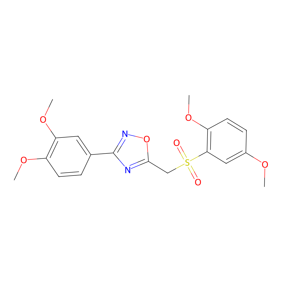 5-[(2,5-Dimethoxybenzenesulfonyl)methyl]-3-(3,4-dimethoxyphenyl)-1,2,4-oxadiazole molecular structure, CAS 1105222-14-7