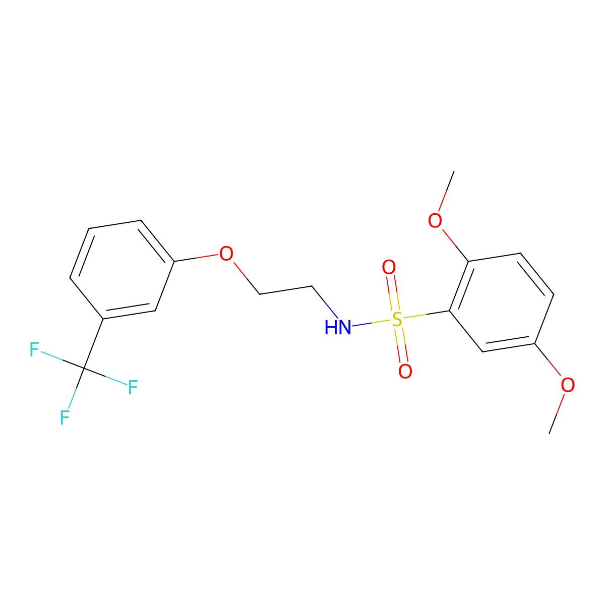 2,5-dimethoxy-N-(2-(3-(trifluoromethyl)phenoxy)ethyl)benzenesulfonamide molecular structure, CAS 1105222-15-8