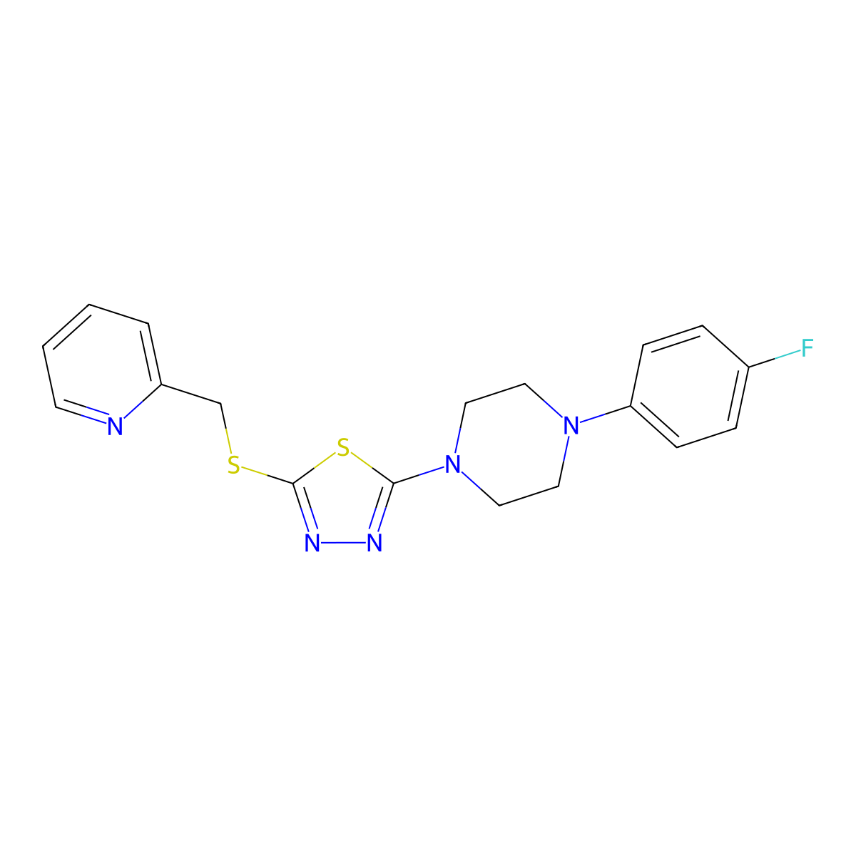 2-(4-(4-Fluorophenyl)piperazin-1-yl)-5-((pyridin-2-ylmethyl)thio)-1,3,4-thiadiazole molecular structure, CAS 1105222-18-1