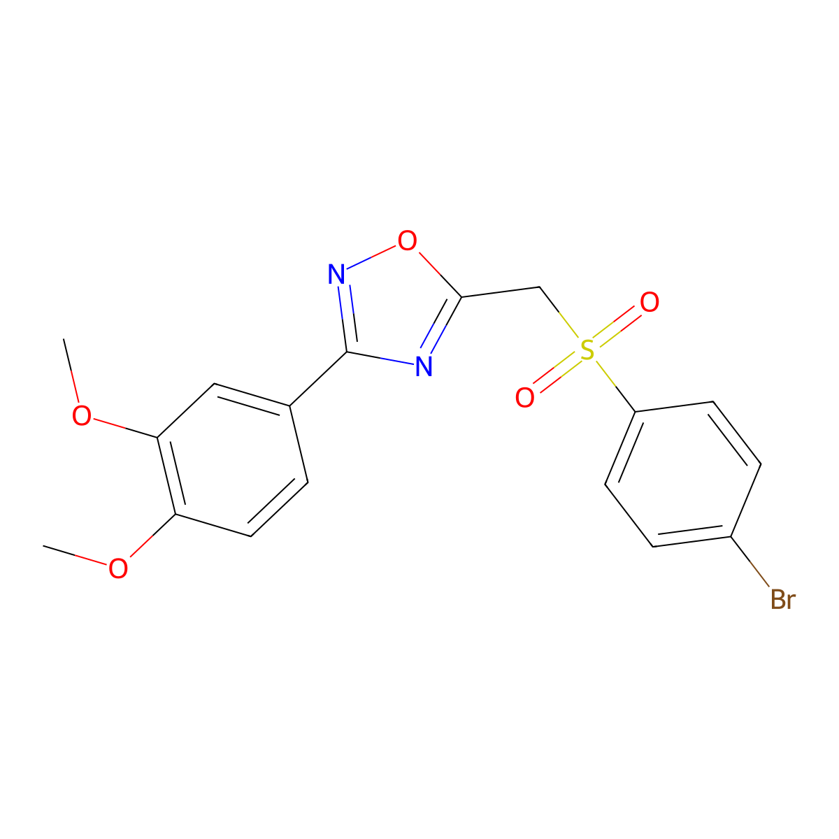 5-(((4-Bromophenyl)sulfonyl)methyl)-3-(3,4-dimethoxyphenyl)-1,2,4-oxadiazole molecular structure, CAS 1105222-20-5
