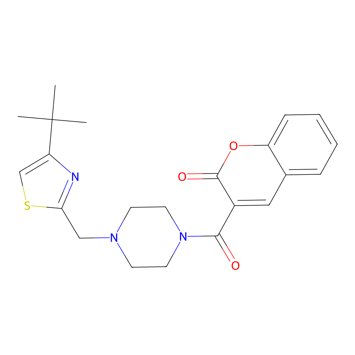 3-(4-((4-(tert-butyl)thiazol-2-yl)methyl)piperazine-1-carbonyl)-2H-chromen-2-one molecular structure, CAS 1105222-34-1