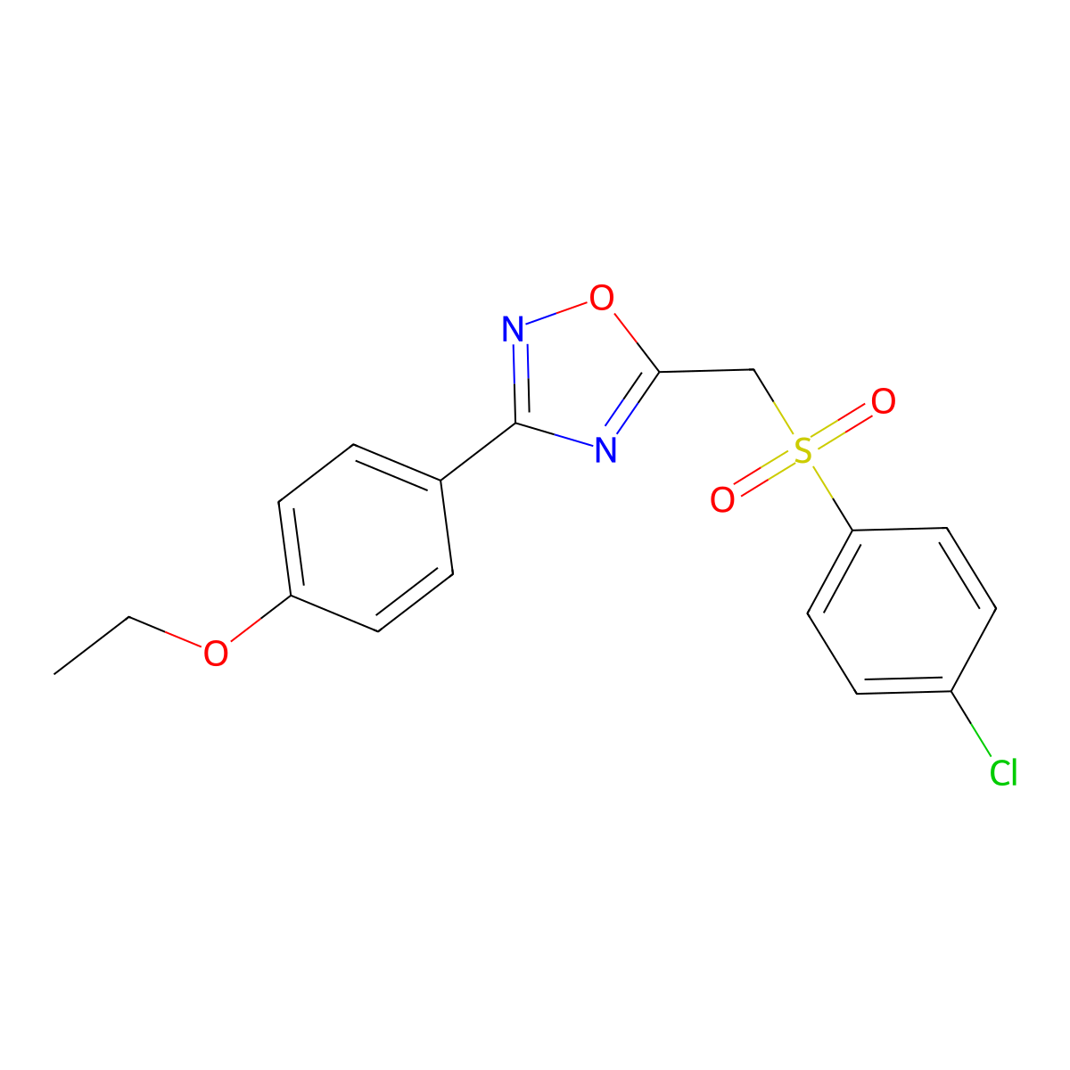 5-(((4-Chlorophenyl)sulfonyl)methyl)-3-(4-ethoxyphenyl)-1,2,4-oxadiazole molecular structure, CAS 1105222-38-5