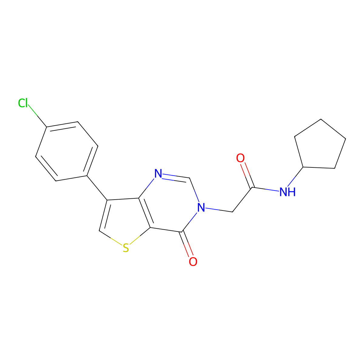 2-[7-(4-chlorophenyl)-4-oxothieno[3,2-d]pyrimidin-3(4H)-yl]-N-cyclopentylacetamide molecular structure, CAS 1105222-41-0
