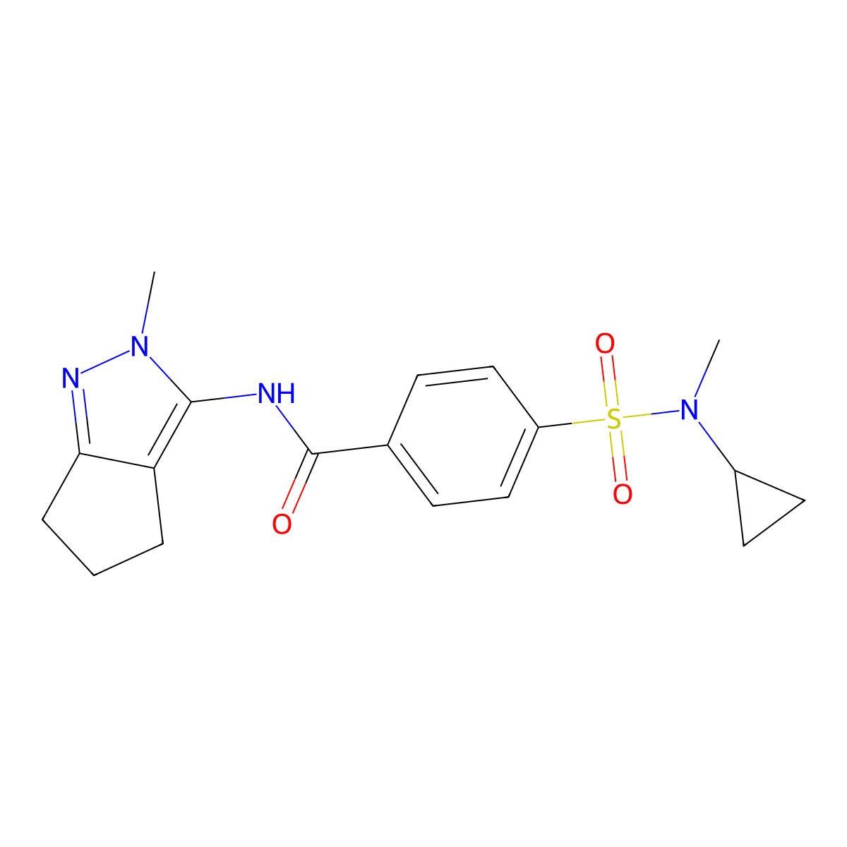 4-(N-cyclopropyl-N-methylsulfamoyl)-N-(2-methyl-2,4,5,6-tetrahydrocyclopenta[c]pyrazol-3-yl)benzamide molecular structure, CAS 1105222-43-2