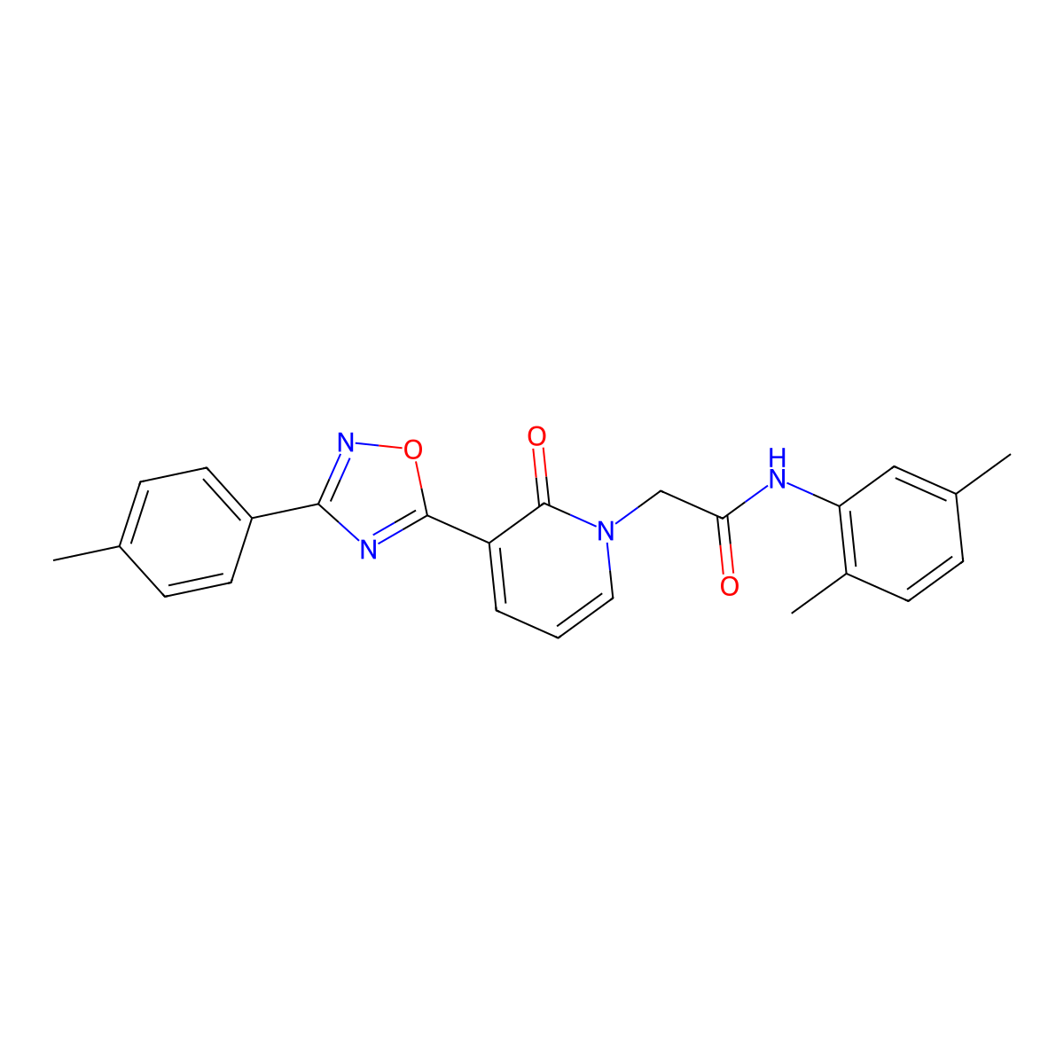 N-(2,5-dimethylphenyl)-2-[3-[3-(4-methylphenyl)-1,2,4-oxadiazol-5-yl]-2-oxopyridin-1(2H)-yl]acetamide molecular structure, CAS 1105222-50-1