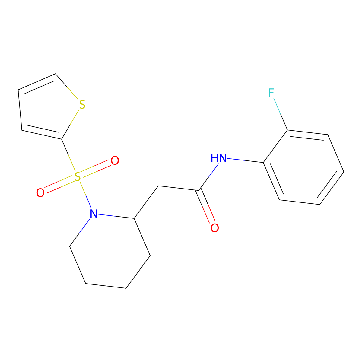 N-(2-fluorophenyl)-2-(1-(thiophen-2-ylsulfonyl)piperidin-2-yl)acetamide molecular structure, CAS 1105222-51-2