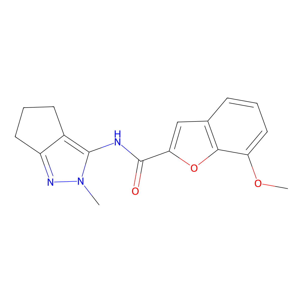 7-methoxy-N-(2-methyl-2,4,5,6-tetrahydrocyclopenta[c]pyrazol-3-yl)benzofuran-2-carboxamide molecular structure, CAS 1105222-55-6