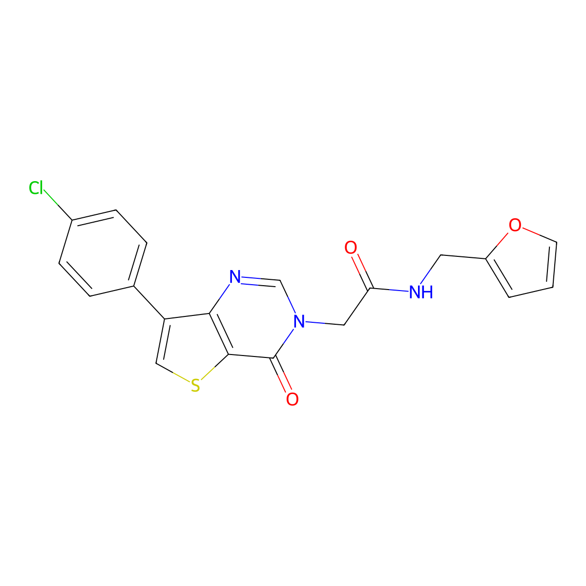 2-[7-(4-chlorophenyl)-4-oxothieno[3,2-d]pyrimidin-3(4H)-yl]-N-(2-furylmethyl)acetamide molecular structure, CAS 1105222-65-8