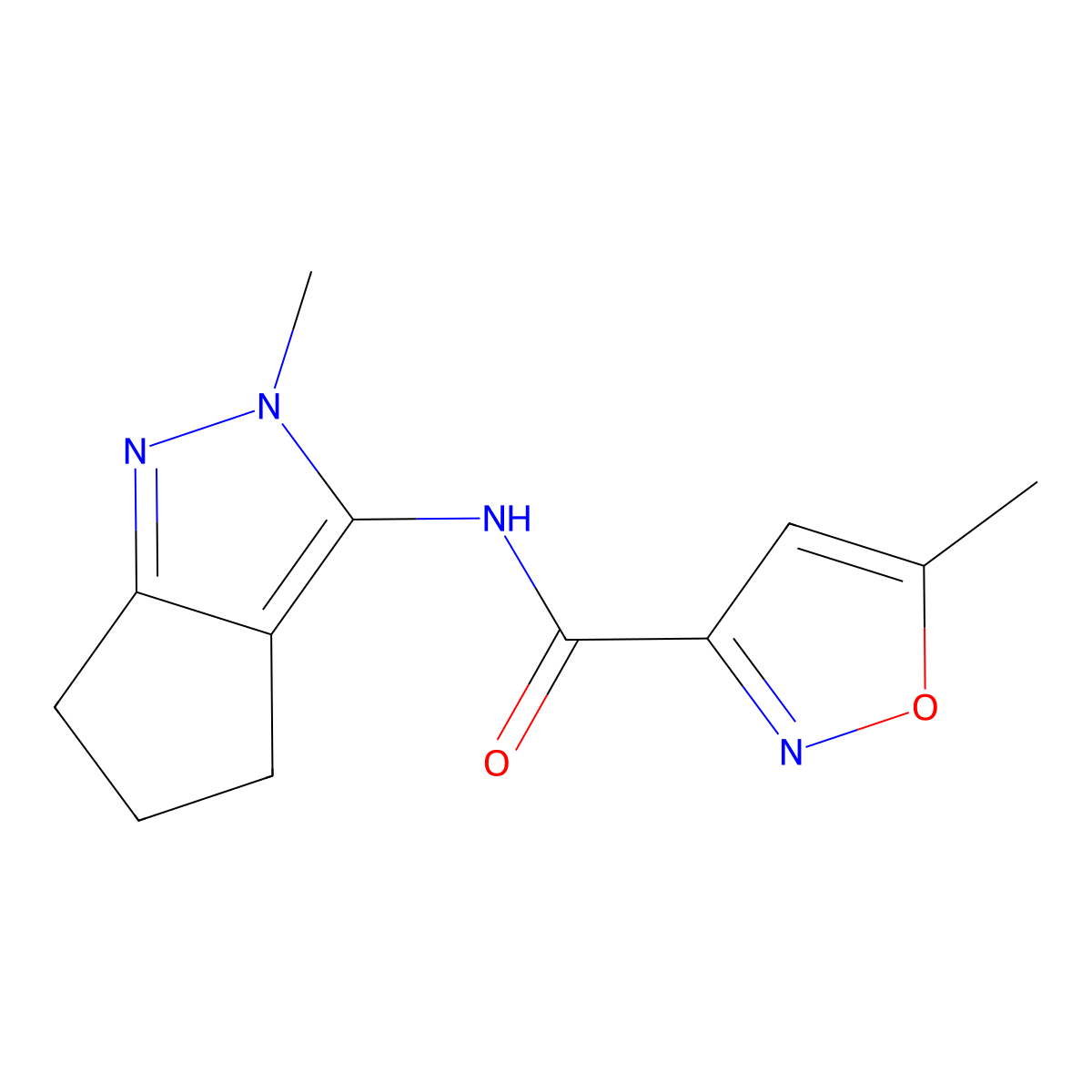 5-methyl-N-{2-methyl-2H,4H,5H,6H-cyclopenta[c]pyrazol-3-yl}-1,2-oxazole-3-carboxamide molecular structure, CAS 1105222-67-0