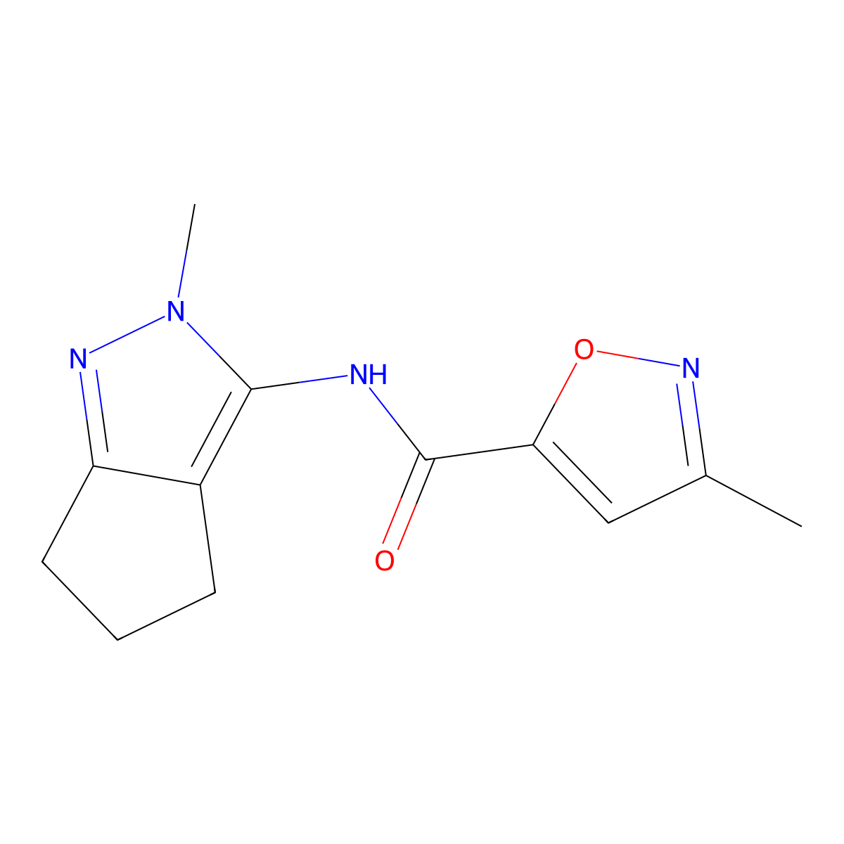 3-methyl-N-{2-methyl-2H,4H,5H,6H-cyclopenta[c]pyrazol-3-yl}-1,2-oxazole-5-carboxamide molecular structure, CAS 1105222-73-8