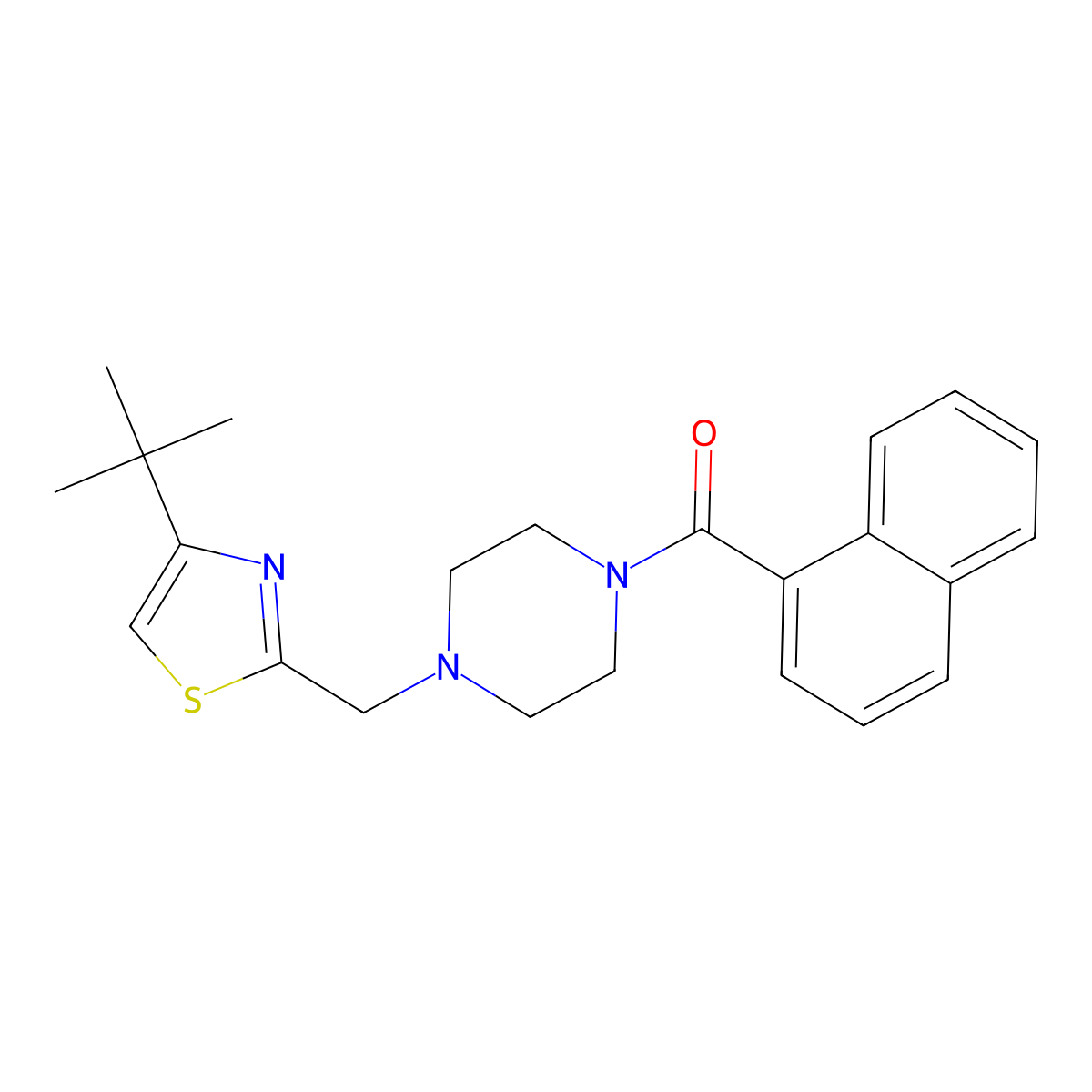 (4-((4-(Tert-butyl)thiazol-2-yl)methyl)piperazin-1-yl)(naphthalen-1-yl)methanone molecular structure, CAS 1105222-76-1