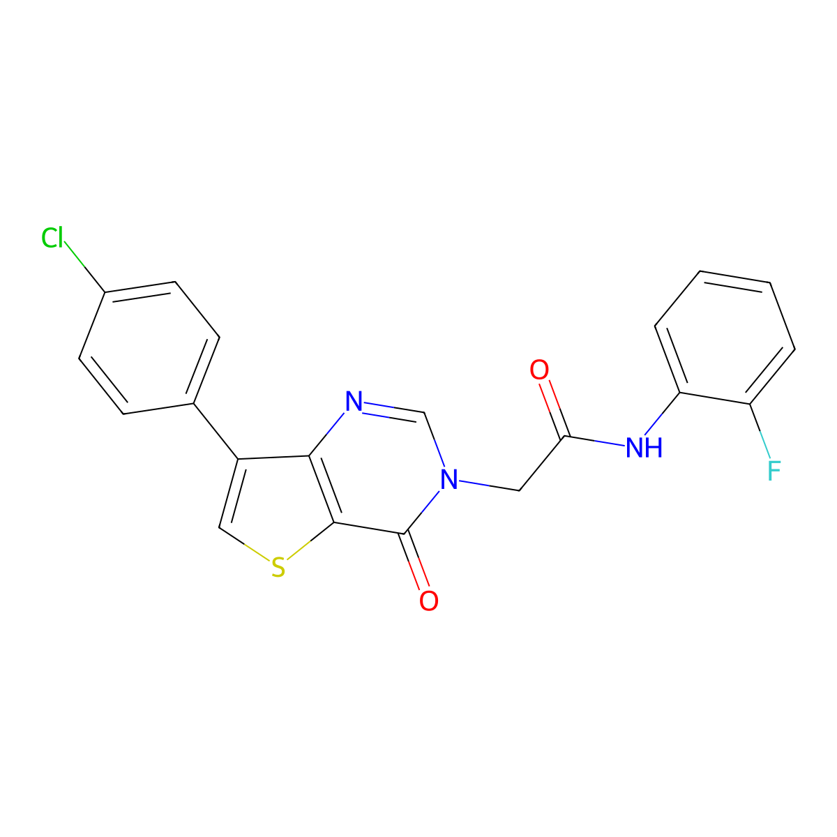 2-(7-(4-chlorophenyl)-4-oxothieno[3,2-d]pyrimidin-3(4H)-yl)-N-(2-fluorophenyl)acetamide molecular structure, CAS 1105222-77-2