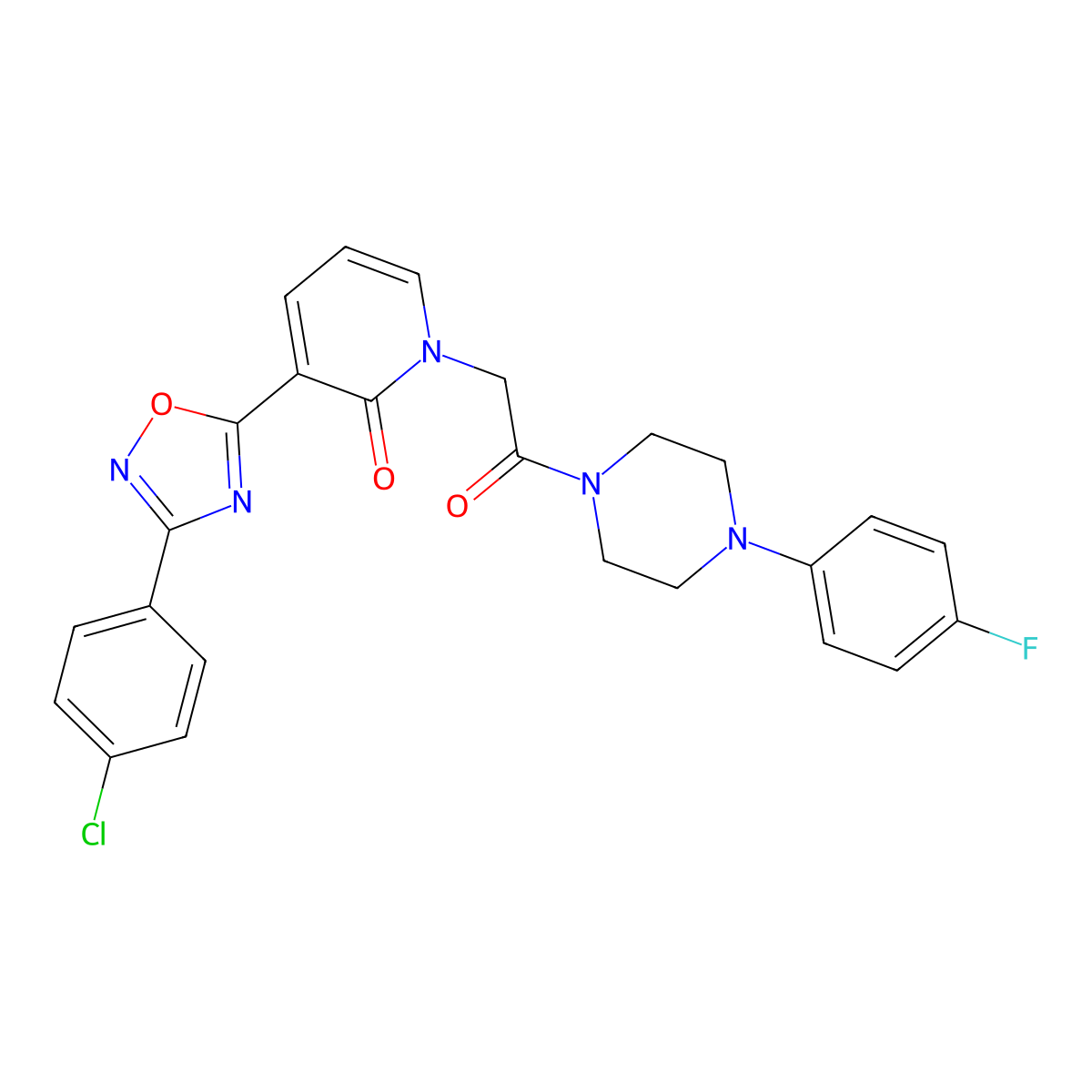 3-[3-(4-chlorophenyl)-1,2,4-oxadiazol-5-yl]-1-{2-[4-(4-fluorophenyl)piperazin-1-yl]-2-oxoethyl}pyridin-2(1H)-one molecular structure, CAS 1105222-80-7