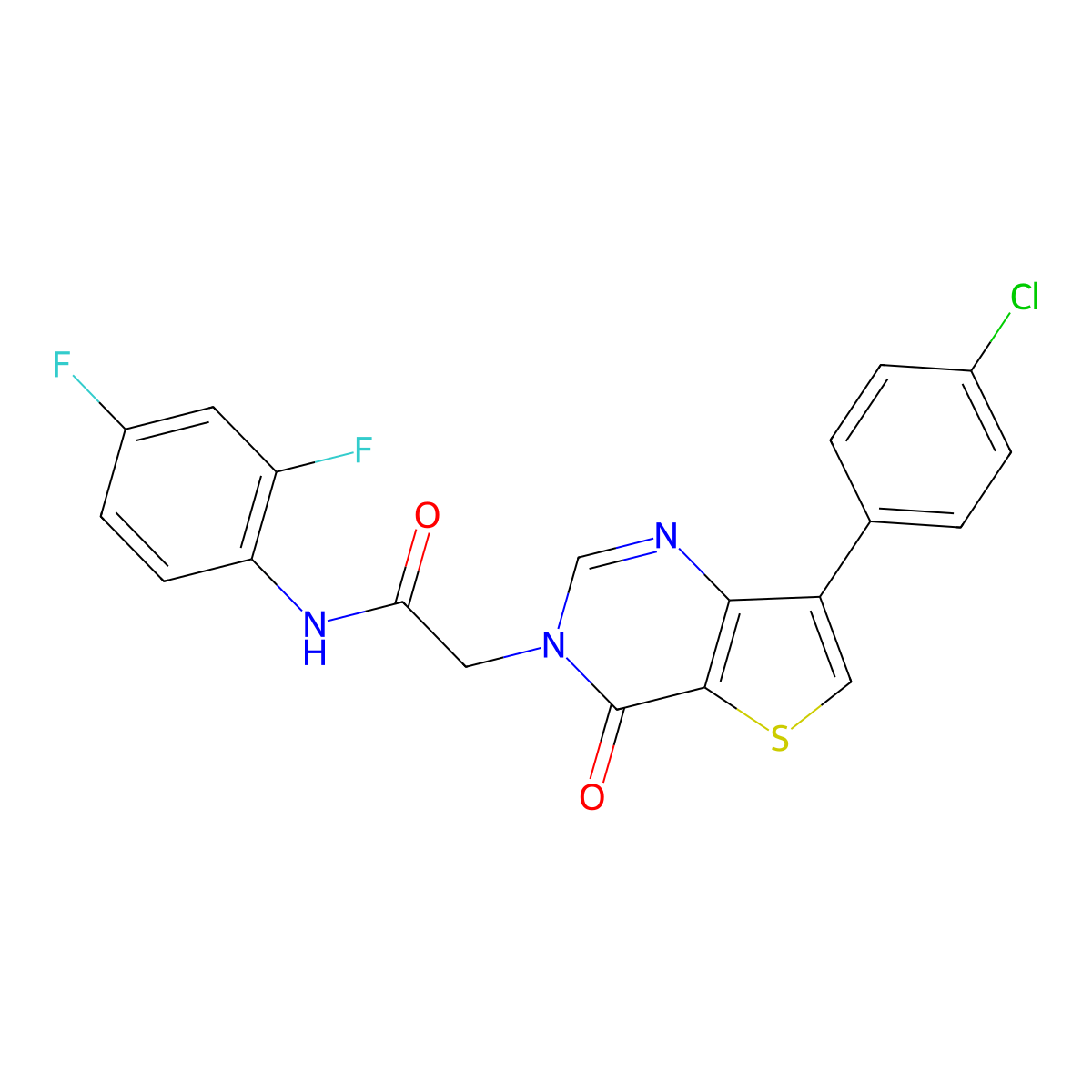 2-[7-(4-chlorophenyl)-4-oxothieno[3,2-d]pyrimidin-3(4H)-yl]-N-(2,4-difluorophenyl)acetamide molecular structure, CAS 1105222-83-0
