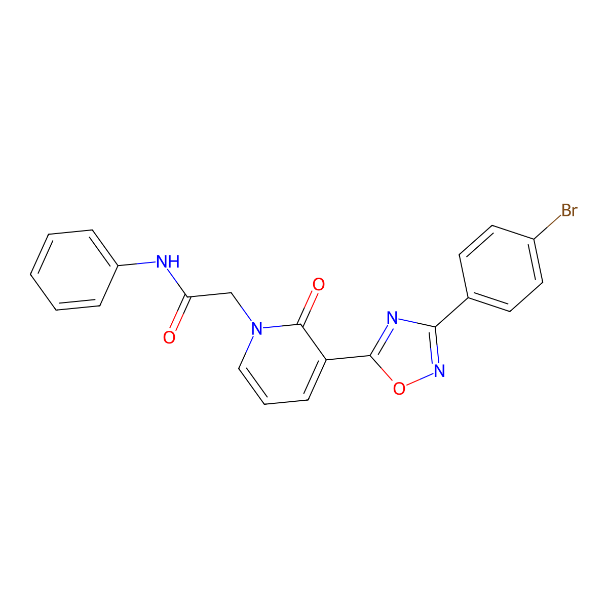 2-(3-(3-(4-bromophenyl)-1,2,4-oxadiazol-5-yl)-2-oxopyridin-1(2H)-yl)-N-phenylacetamide molecular structure, CAS 1105222-86-3