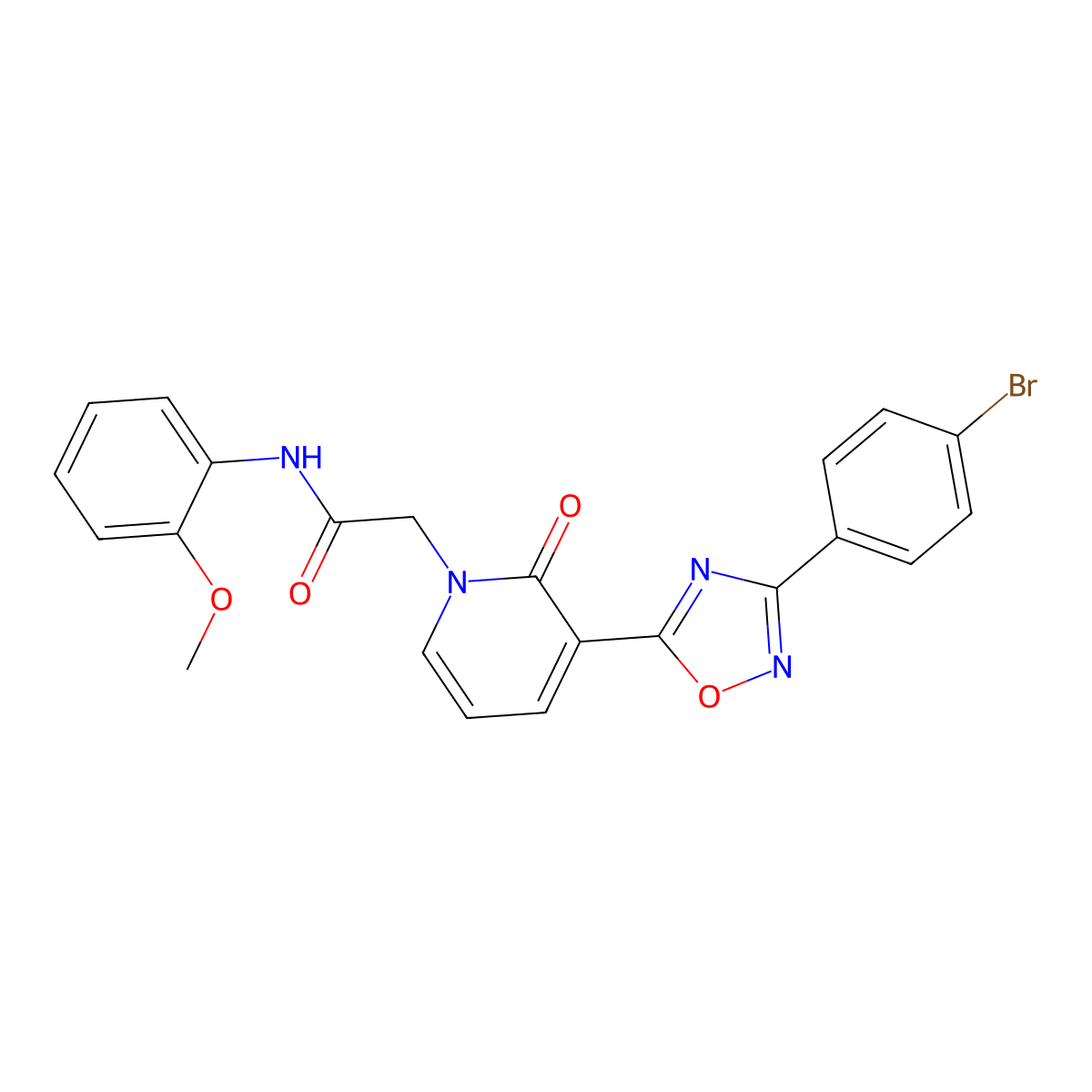 2-(3-(3-(4-bromophenyl)-1,2,4-oxadiazol-5-yl)-2-oxopyridin-1(2H)-yl)-N-(2-methoxyphenyl)acetamide molecular structure, CAS 1105222-92-1