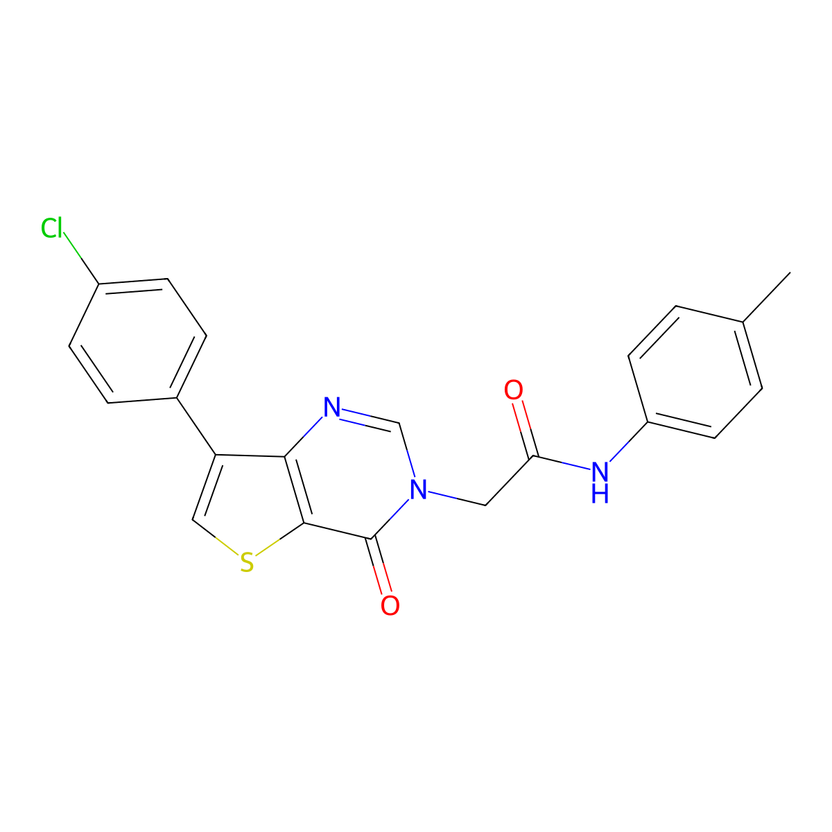 2-[7-(4-chlorophenyl)-4-oxothieno[3,2-d]pyrimidin-3(4H)-yl]-N-(4-methylphenyl)acetamide molecular structure, CAS 1105222-95-4