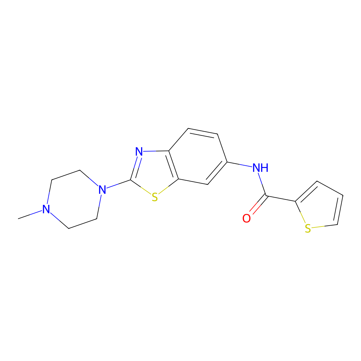 N-(2-(4-methylpiperazin-1-yl)benzo[d]thiazol-6-yl)thiophene-2-carboxamide molecular structure, CAS 1105222-97-6