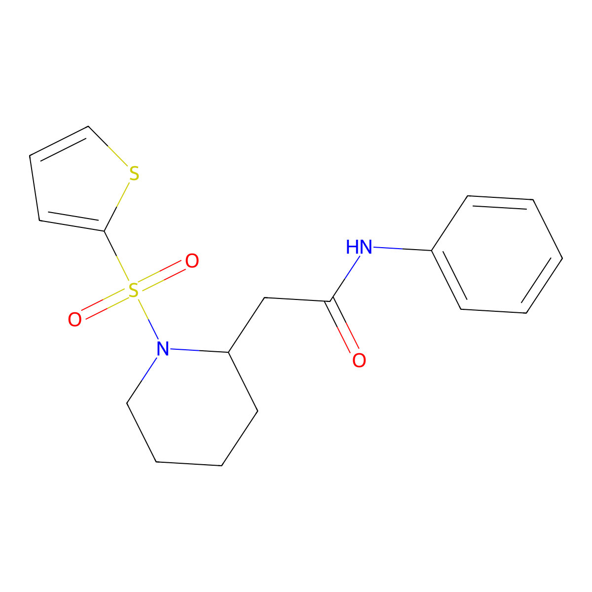N-phenyl-2-(1-(thiophen-2-ylsulfonyl)piperidin-2-yl)acetamide molecular structure, CAS 1105222-99-8