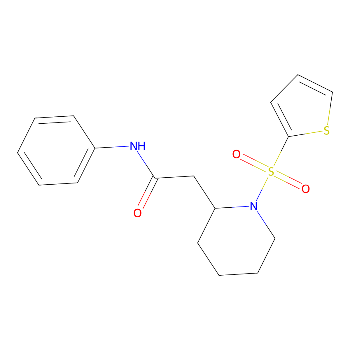 N-phenyl-2-(1-(thiophen-2-ylsulfonyl)piperidin-2-yl)acetamide molecular structure, CAS 1105222-99-8