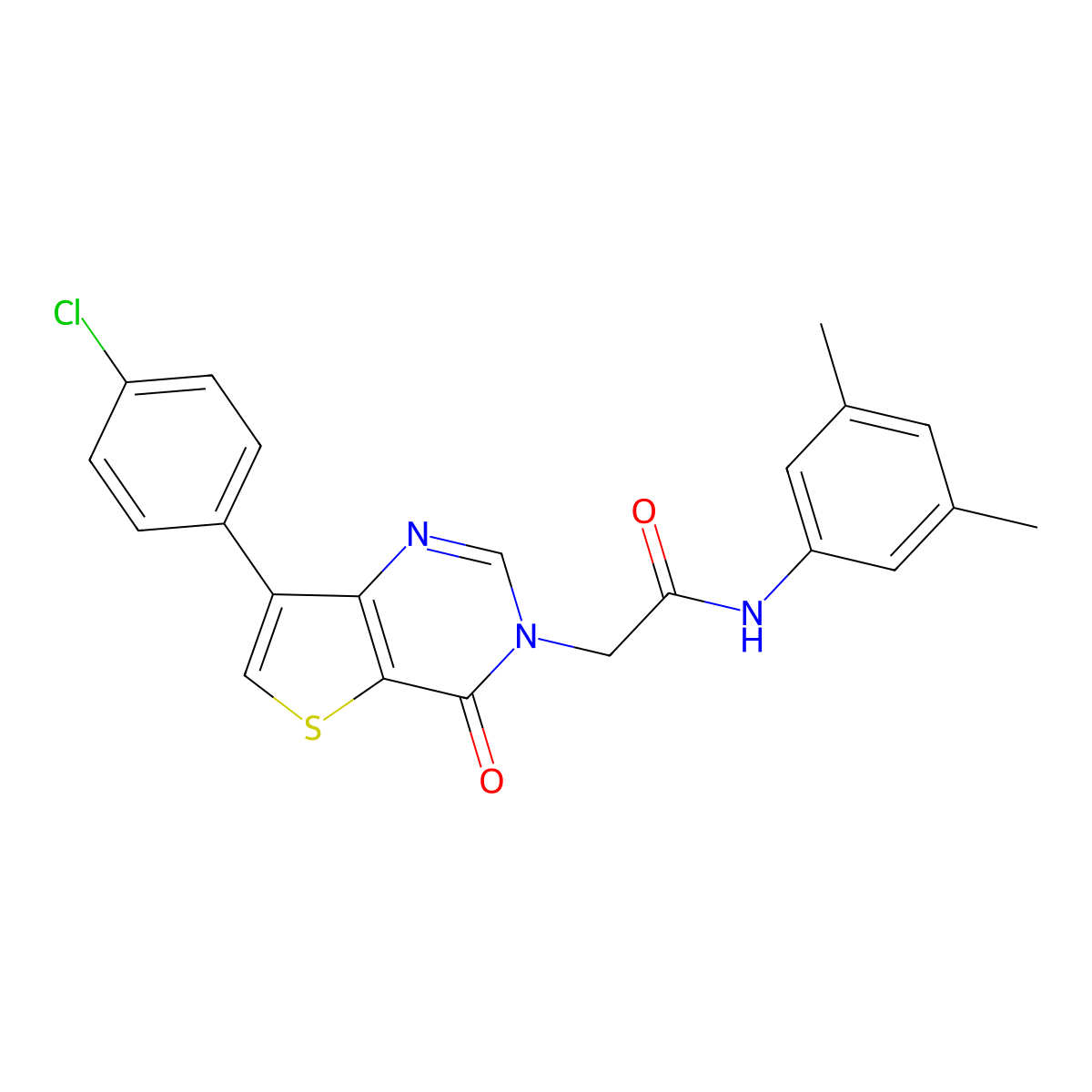 2-[7-(4-chlorophenyl)-4-oxothieno[3,2-d]pyrimidin-3(4H)-yl]-N-(3,5-dimethylphenyl)acetamide molecular structure, CAS 1105223-01-5