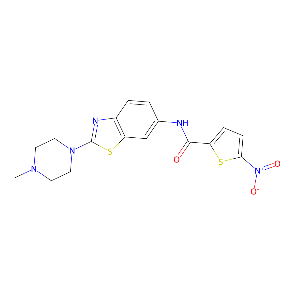 N-(2-(4-methylpiperazin-1-yl)benzo[d]thiazol-6-yl)-5-nitrothiophene-2-carboxamide molecular structure, CAS 1105223-02-6