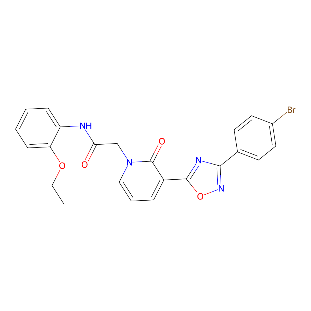 2-(3-(3-(4-bromophenyl)-1,2,4-oxadiazol-5-yl)-2-oxopyridin-1(2H)-yl)-N-(2-ethoxyphenyl)acetamide molecular structure, CAS 1105223-03-7