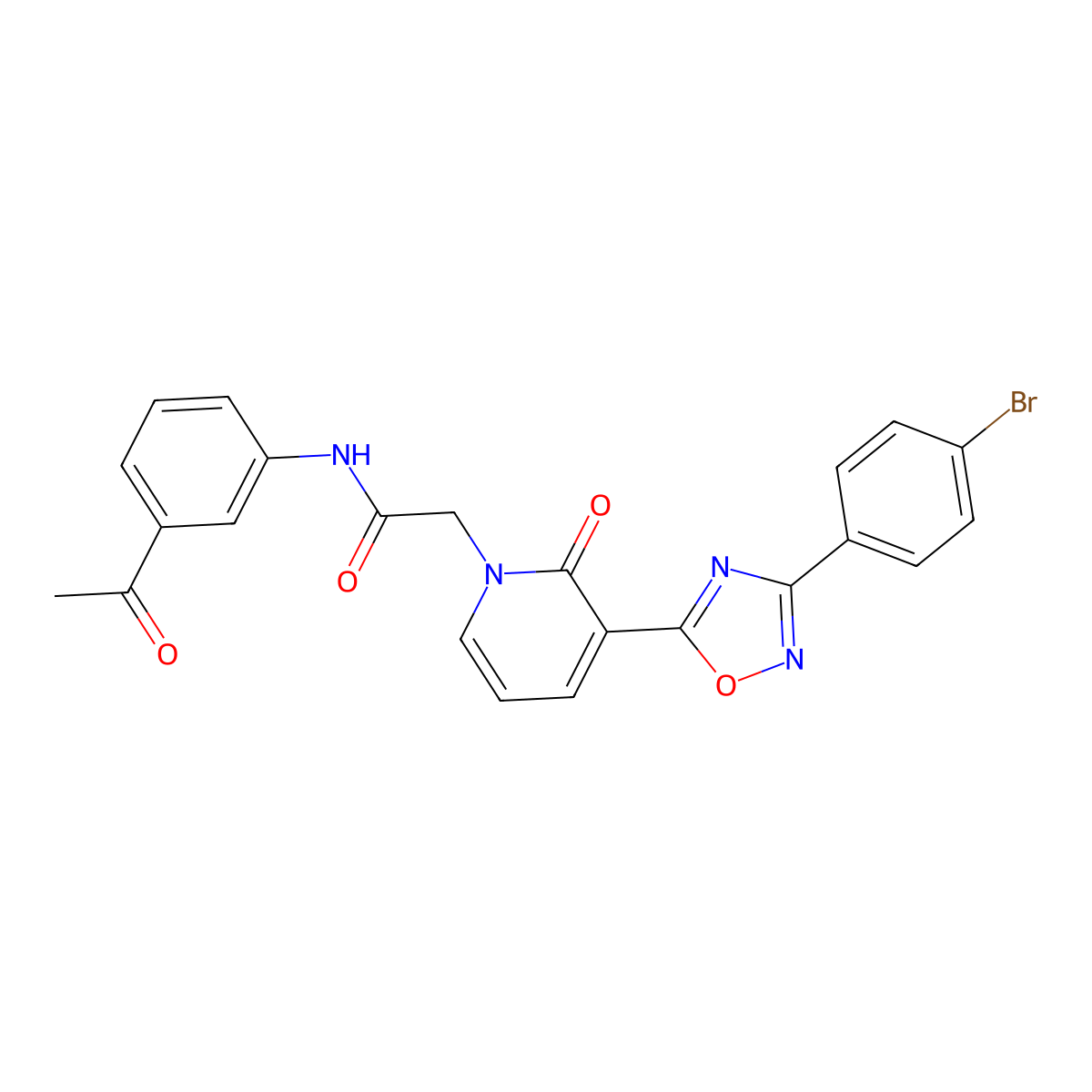 N-(3-acetylphenyl)-2-(3-(3-(4-bromophenyl)-1,2,4-oxadiazol-5-yl)-2-oxopyridin-1(2H)-yl)acetamide molecular structure, CAS 1105223-08-2