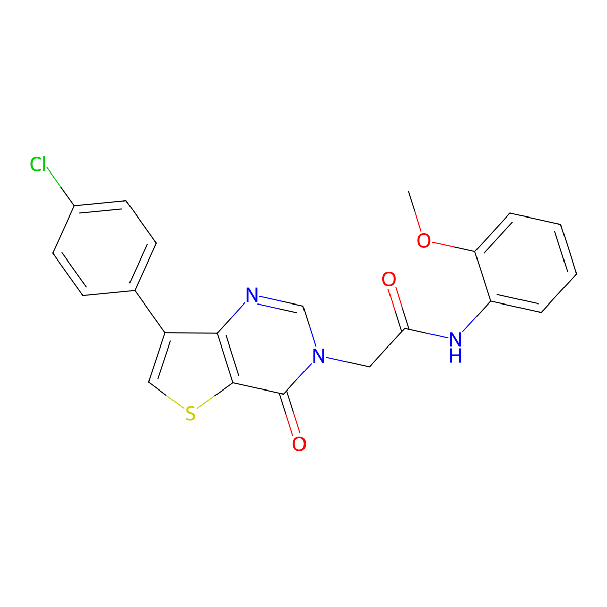 2-[7-(4-chlorophenyl)-4-oxothieno[3,2-d]pyrimidin-3(4H)-yl]-N-(2-methoxyphenyl)acetamide molecular structure, CAS 1105223-11-7