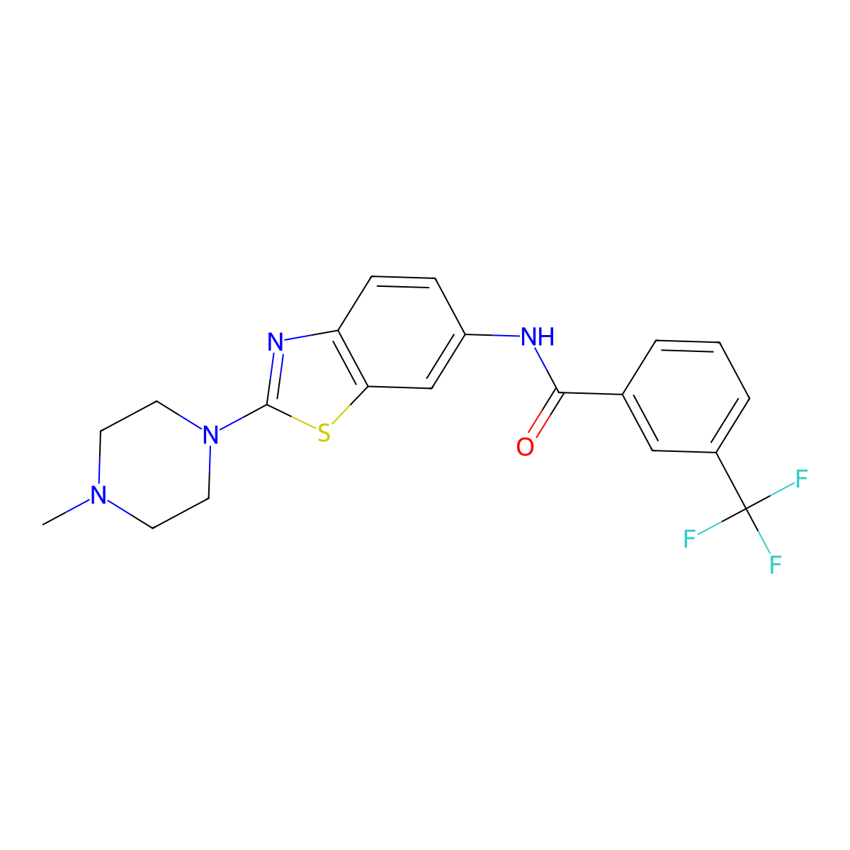 N-(2-(4-methylpiperazin-1-yl)benzo[d]thiazol-6-yl)-3-(trifluoromethyl)benzamide molecular structure, CAS 1105223-12-8