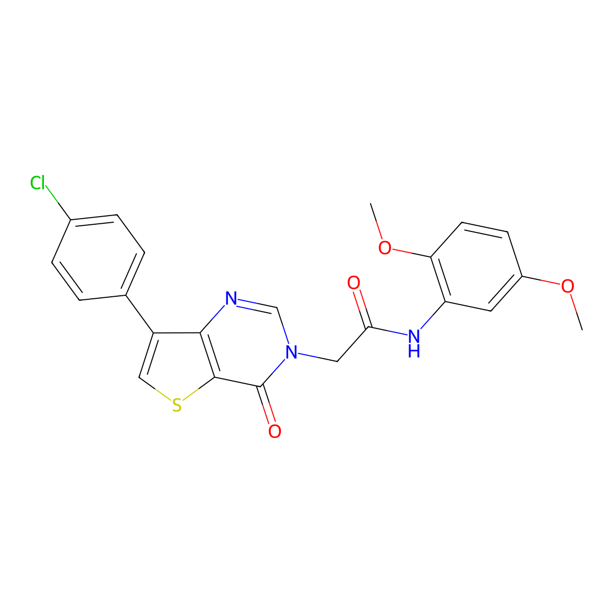 2-[7-(4-chlorophenyl)-4-oxothieno[3,2-d]pyrimidin-3(4H)-yl]-N-(2,5-dimethoxyphenyl)acetamide molecular structure, CAS 1105223-21-9