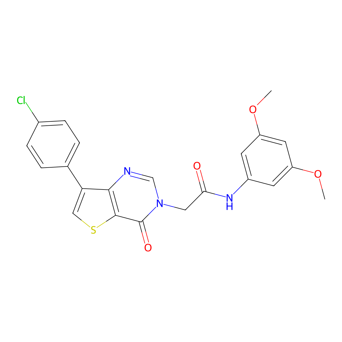 2-[7-(4-chlorophenyl)-4-oxothieno[3,2-d]pyrimidin-3(4H)-yl]-N-(3,5-dimethoxyphenyl)acetamide molecular structure, CAS 1105223-26-4