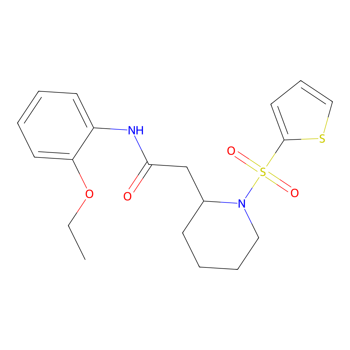 N-(2-ethoxyphenyl)-2-[1-(thiophene-2-sulfonyl)piperidin-2-yl]acetamide molecular structure, CAS 1105223-29-7