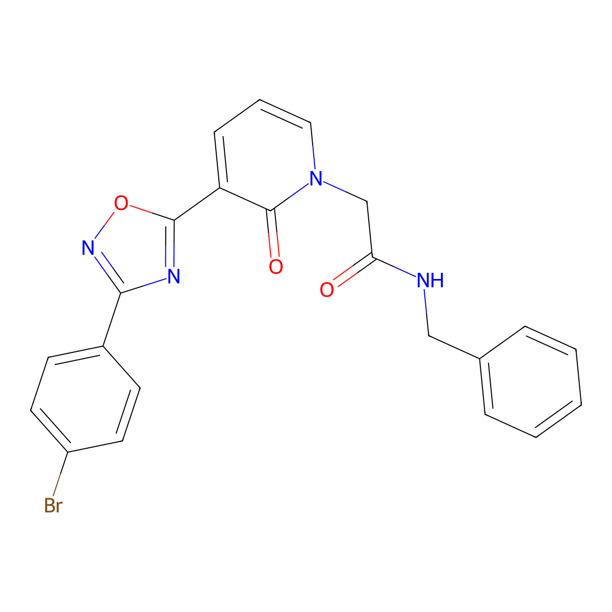N-benzyl-2-[3-[3-(4-bromophenyl)-1,2,4-oxadiazol-5-yl]-2-oxopyridin-1(2H)-yl]acetamide molecular structure, CAS 1105223-33-3