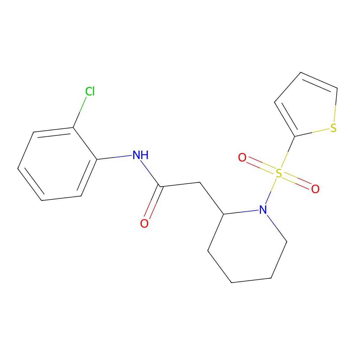 N-(2-chlorophenyl)-2-(1-(thiophen-2-ylsulfonyl)piperidin-2-yl)acetamide molecular structure, CAS 1105223-34-4