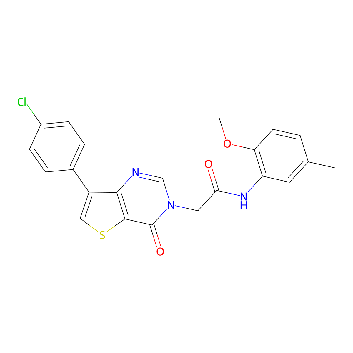 2-[7-(4-chlorophenyl)-4-oxothieno[3,2-d]pyrimidin-3(4H)-yl]-N-(2-methoxy-5-methylphenyl)acetamide molecular structure, CAS 1105223-36-6