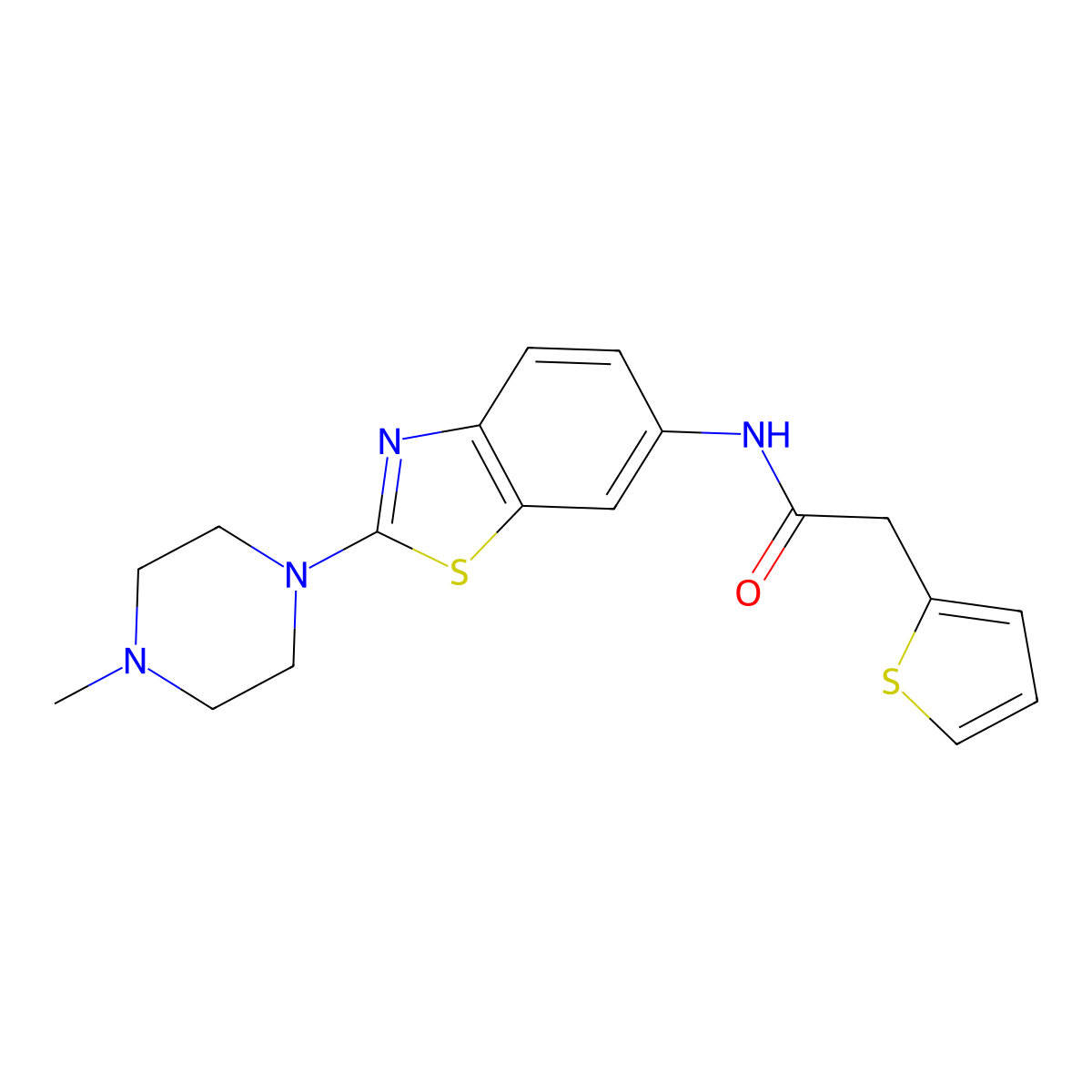 N-(2-(4-methylpiperazin-1-yl)benzo[d]thiazol-6-yl)-2-(thiophen-2-yl)acetamide molecular structure, CAS 1105223-37-7