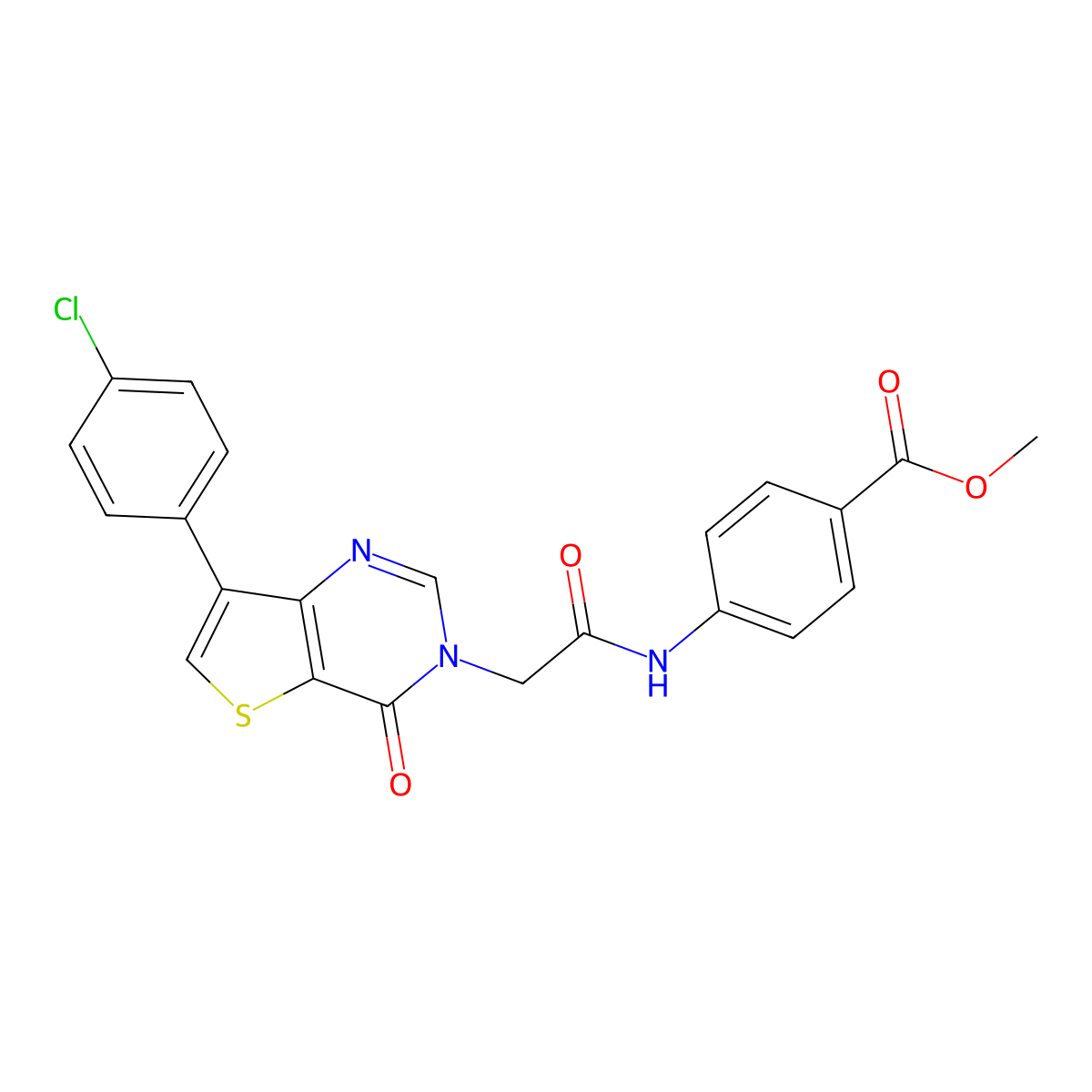 methyl 4-({[7-(4-chlorophenyl)-4-oxothieno[3,2-d]pyrimidin-3(4H)-yl]acetyl}amino)benzoate molecular structure, CAS 1105223-41-3
