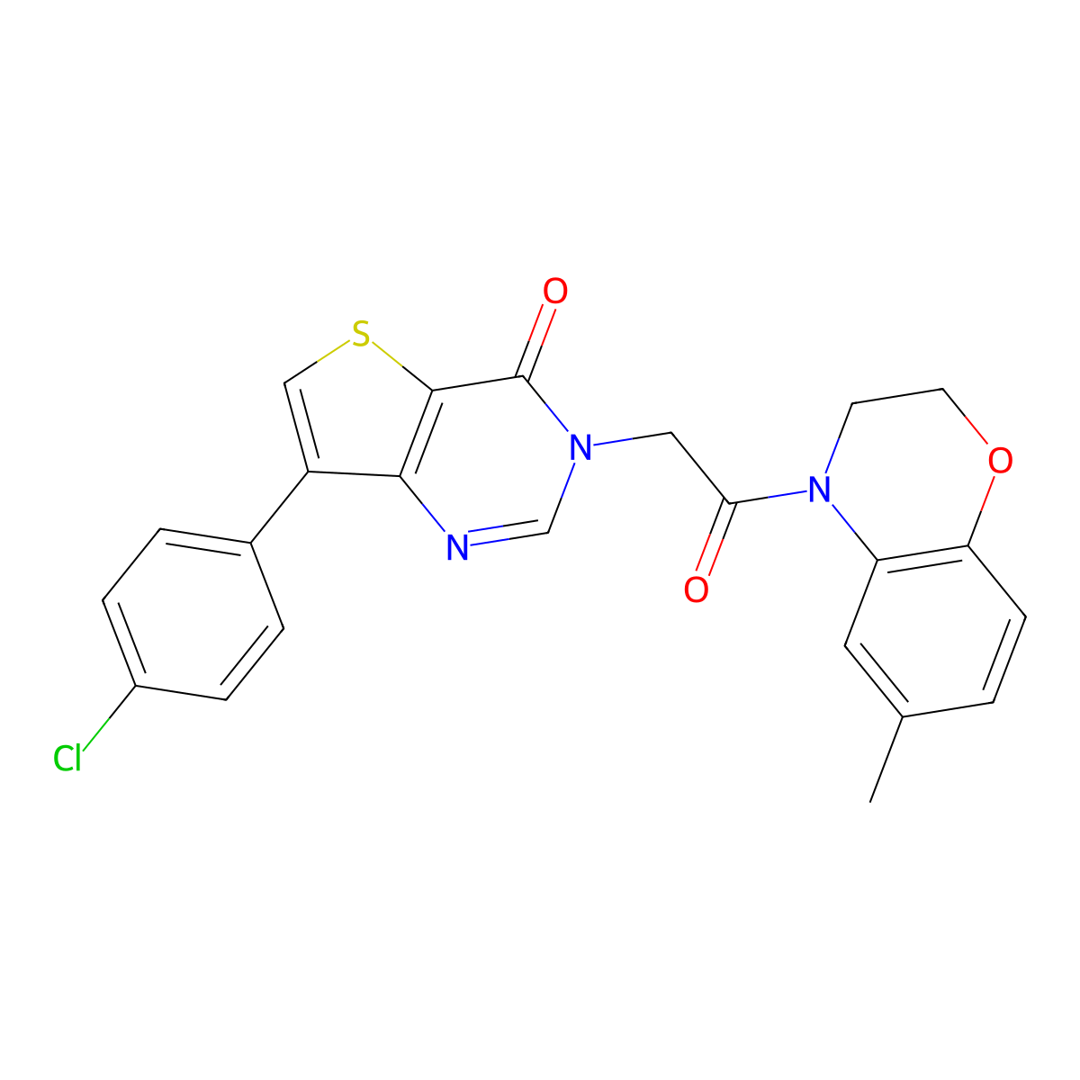 7-(4-chlorophenyl)-3-[2-(6-methyl-2,3-dihydro-4H-1,4-benzoxazin-4-yl)-2-oxoethyl]thieno[3,2-d]pyrimidin-4(3H)-one molecular structure, CAS 1105223-46-8