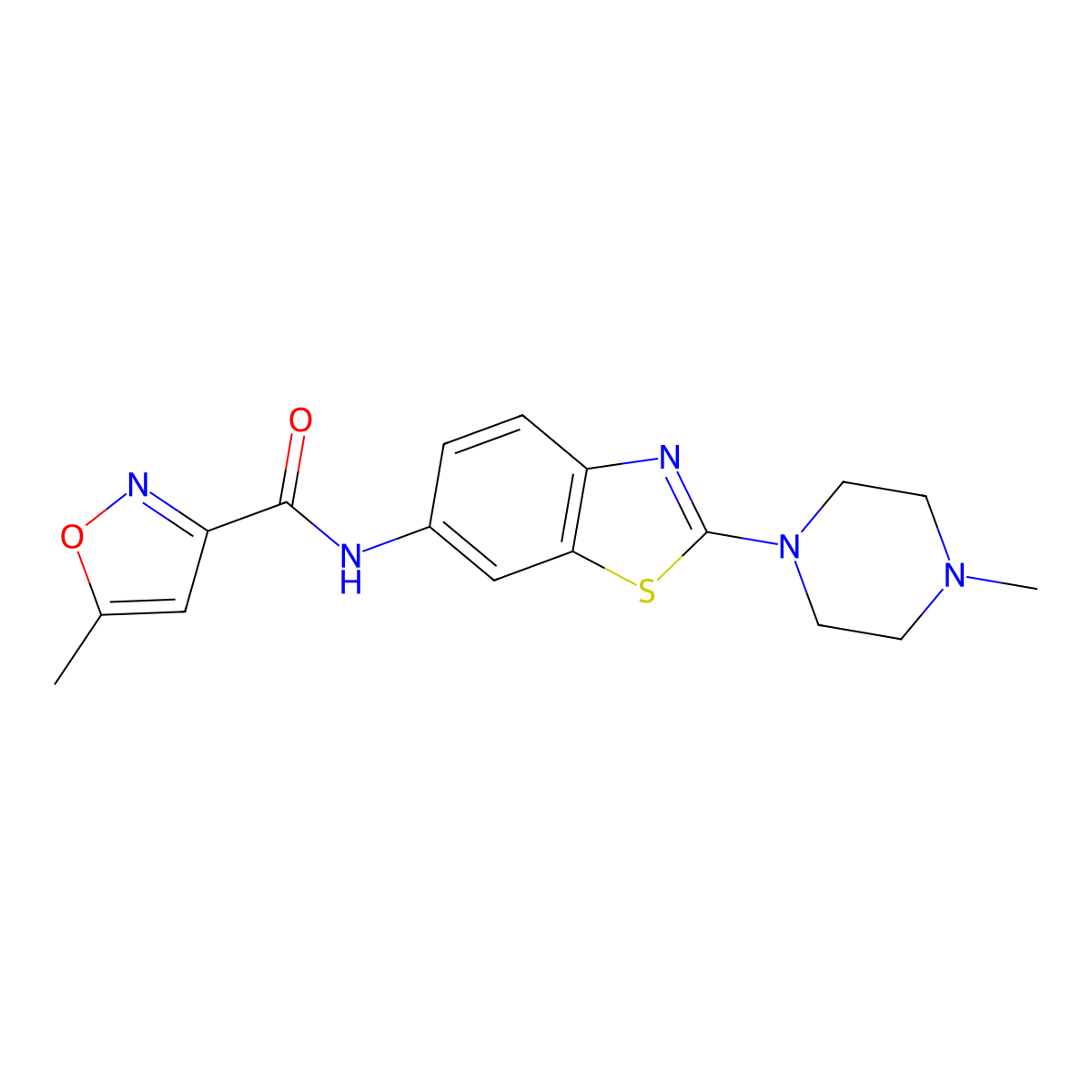 5-methyl-N-(2-(4-methylpiperazin-1-yl)benzo[d]thiazol-6-yl)isoxazole-3-carboxamide molecular structure, CAS 1105223-47-9